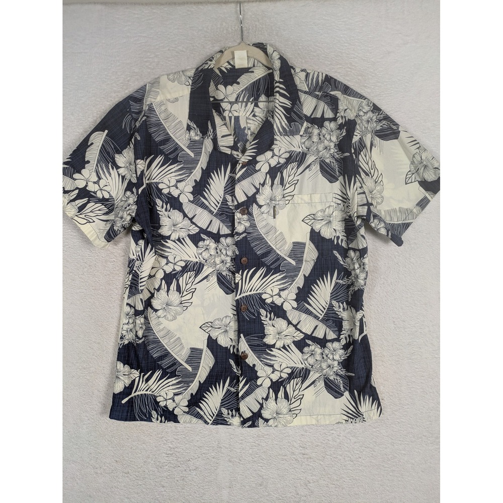 Palmwave Hawaii Button Down Shirt Men's Large Blue White Floral